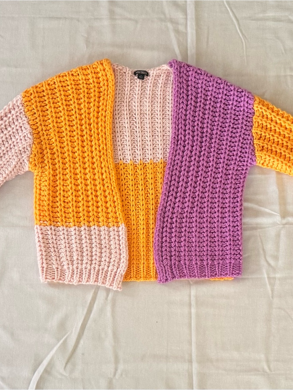 wild fable Pink, Yellow & Purple Colorblock Chunky Cardigan